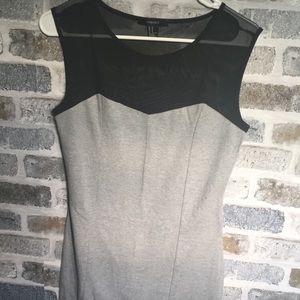 Gray Mini Dress With Black Mesh Top